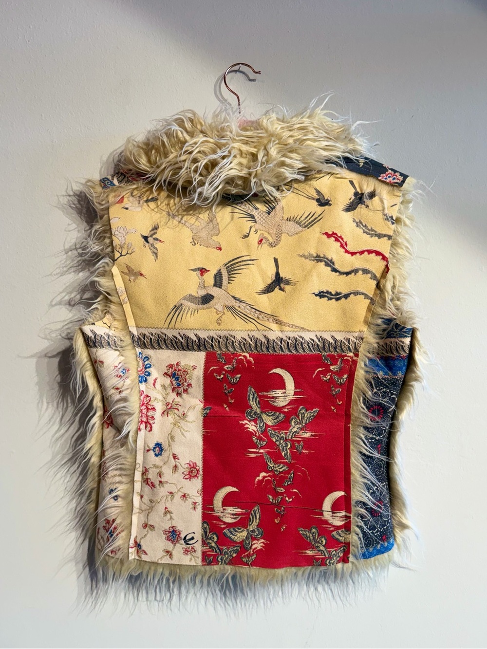 Vintage Just Cavalli Faux Fur Trim Patchwork Vest - Picture 2 of 5